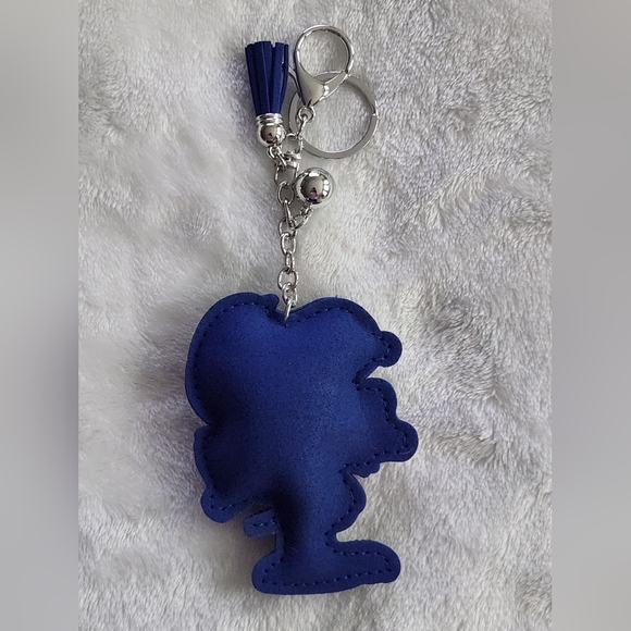 Snoopy Bow Royal Blue and Silver Rhinestone Keychain - Picture 3 of 3